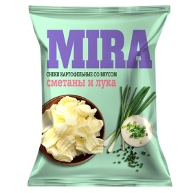 Снеки картоф. MIRA со вкус. сметаны и лука, 160г.