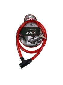 Замок велосипедный противоугонный тросовый, металл, пластик, 12x100см, микс цвета