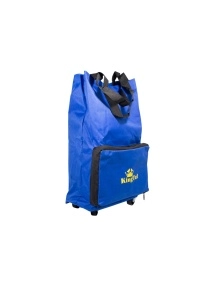 Сумка хозяйственная 140х265х450мм на 2 колесах с ручками и боковым карманом, синяя