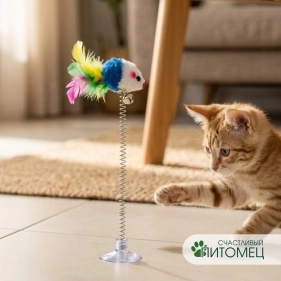 Игрушка для животных "Мышка" на присоске, 22 см (PZ087)