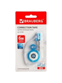 Корректирующая лента BRAUBERG 5мм х 6м, в блистере, арт.221685