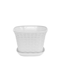 Кашпо квадратное "Ротанг" 1,2 л с поддоном,  микс цвета