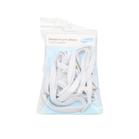 Шнурки для обуви с  фиксатором, 1 пара, длина 1 м, белые (PD0409-1)