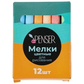 Мелки канцелярские, 12 шт, цветные