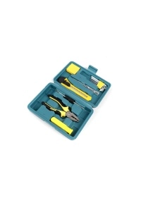 Набор инструментов: рулетка 1 м, отвертка-индикатор, нож пистолетный с выдвижным лезвием, отвертка 