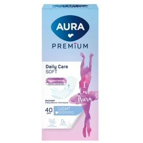 AURA PREMIUM Прокладки женские ежедневные ультратонкие LIGHT 40шт