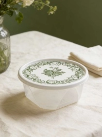 Контейнер для продуктов круглый 0,85л с декором "L'amour" (белый)