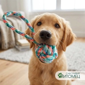 Игрушка для собак канатная с узлом, 22 см