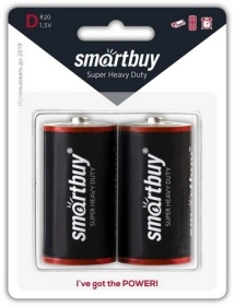 Батарейка солевая Smartbuy R20/2B (12/96) (SBBZ-D02B)