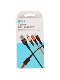 Кабель для зарядки в тканевой оплетке, 3-в-1, 3,5*(1100-1200) мм (D02E-black)