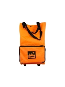 Сумка хозяйственная 140х265х450мм на 2 колесах с ручками и боковым карманом, оранжевая