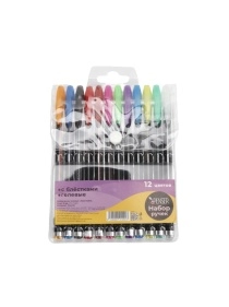 Набор ручек гелевых с блестками, 12шт, 12цв.