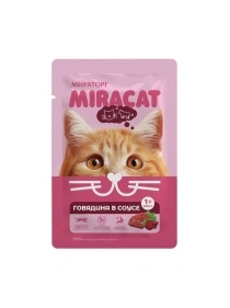 Корм для кошек взрослых кошек всех пород Мираторг Miracat с говядиной, 75 г
