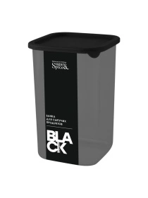 Банка для сыпучих продуктов Sugar&Spice Black квадратная 1,2л, с гибкой крышкой