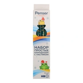 Набор простых карандашей с ластиком Penser, "Новый Год" 6 шт, 19 см (R26031121)