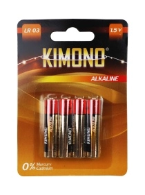 Элемент питания Kimono Alkaline LR03 BL4 ААА (Micro) 1,5В 4шт