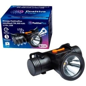 Фонарь налобный Positive Plus 3W 800 MAh Li-on