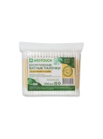 Косметические ватные палочки MEDTOUCH  200 шт. на деревянной основе в ПЭ упаковке