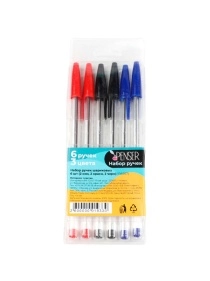 Набор ручек шариковых 6шт (2син, 2красн, 2черн)