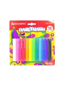 Пластилин классический "BRAUBERG" 12цв, 200г, блистер