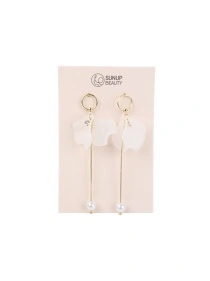 Серьги "White flower", 8,5 см (PZ120)