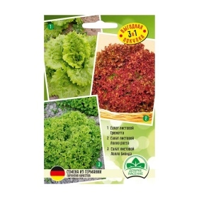 Набор семян Салат листовой Грюнетта, салат листовой Лолло Росса, Салат листовой Лолло Бионда