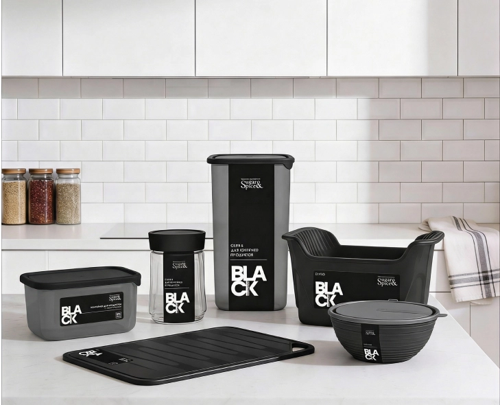 Минималистичная кухонная утварь "Sugar&Spice Black" для ежедневного комфорта