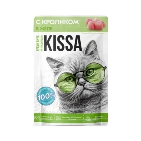Корм для кошек с Кроликом в соусе ТМ "Kissa" полнорационный (пауч-пакет) 75г*28шт