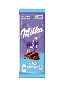 Шоколад молочный пористый Milka Bubbles 72г
