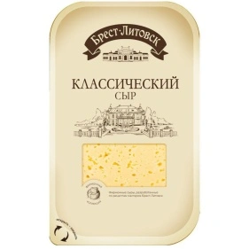 Сыр полутв.й "Брест-Литовск классич." мас. дол.й жира  45 %. Фас. (слайсерная нарезка), 130г
