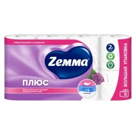 Zemma Плюс Туалетная бумага, Сирень, 2 слоя, 8 рул.