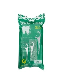 Зубочистка пластиковая с зубной нитью (100 штук)