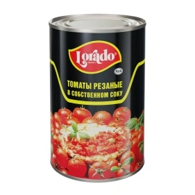 Томаты резаные в собственном соку т.м. "Lorado" масса 400г масса основного продукта 240г ж/б Италия
