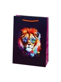 Пакет подарочный глянц. "Lion", 22x31x10 см