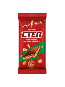 Шоколад молочный c начинкой "Степ" с лесным орехом" 80г