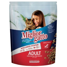 Сухой полнорац. корм "Miglior gatto" для кошек с говядиной, 400 г