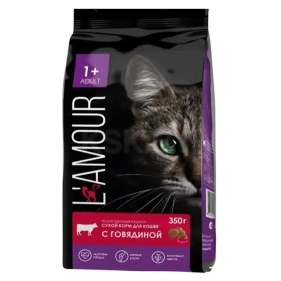 Корм для кошек сухой с Говядиной ТМ "L`amour" 350г*12шт