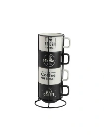 Набор кружек на подставке "Coffee time", 270 мл,  4 шт (PK1391)