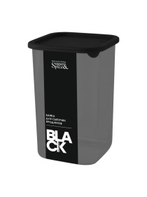 Банка для сыпучих продуктов Sugar&Spice Black квадратная 1,2л, с гибкой крышкой