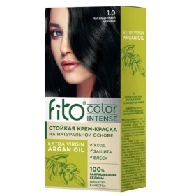 Стойкая крем-краска для волос серии Fito color intense тон 1.0 Насыщенный черный 115мл/шт