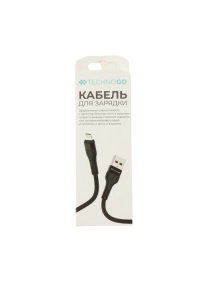 Кабель для зарядки в тканевой оплетке, lightning, 2,4 А, 3,5*(900-1000) мм (D60L-black)