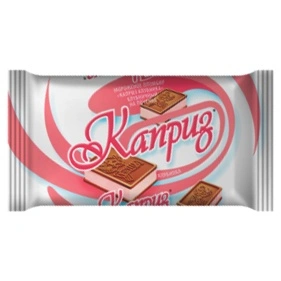 Мороженое пломбир Каприз клубника на печенье, 90 г