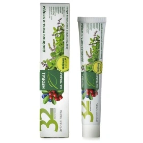 Паста зубная 32 ЖЕМЧУЖИНЫ HERBAL Двойная мята и ягоды, 100 г