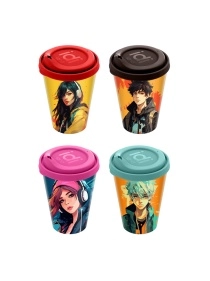 Стакан "IZI-GO" с крышкой 420мл с декором (микс 1)