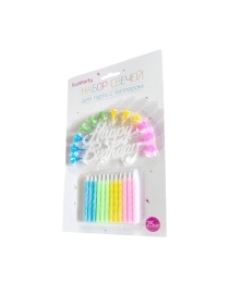 Набор свечей для торта с топпером "Яркость", 25 шт (ML-2057)