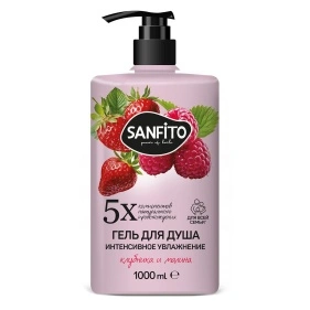 Гель для душа Клубника и малина Интенсивное увлажнение Sanfito® , 1 л