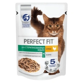 Корм Perfect Fit для стерилизованных кошек,курица в соусе, 75 г