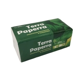 Полотенца бумажные V-сложения TERRA PAPERRA целлюлоза 200 шт (полиэтиленовая упаковка)