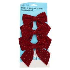 Набор декоративных украшений Снежный вальс, "Бантики", 3 шт., 12,5*29 см (IRE260123631)