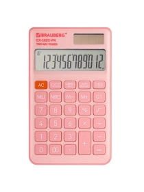Калькулятор карманный BRAUBERG (76x126мм), 12 разрядов, двойное питание,в  ас-те